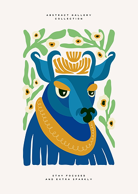 Blue Deer Abstract Art