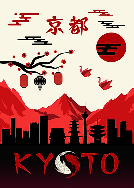 Kyoto Japan Skyline with Koi