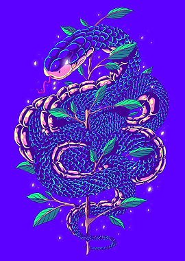 Neon Snake on Branch