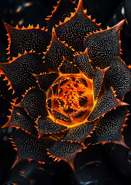 Black and Orange Succulent