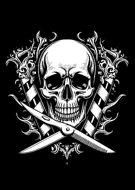 Skull Barber Shop Logo