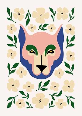 Floral Wolf Illustration