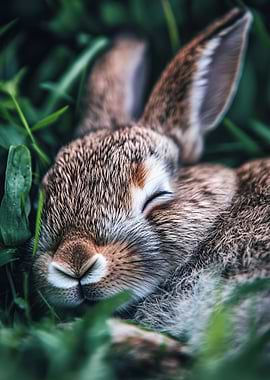 Sleeping Bunny in Grass