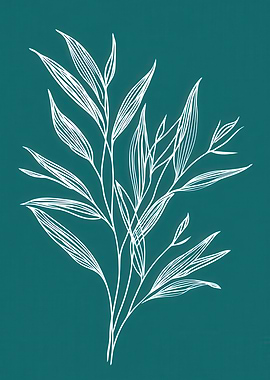 White Line Art Leaves