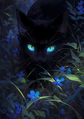 Black Cat in the Night