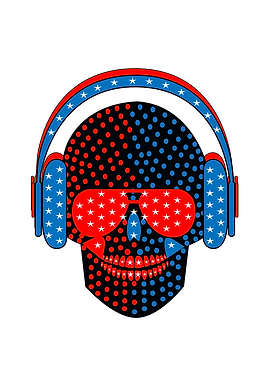 American Skull with Headphones