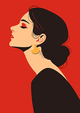 Woman in Red and Black Minimalist Art Illustration