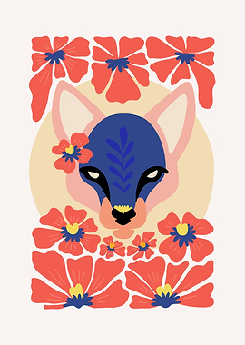 Fox with Flowers