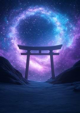 Torii Gate Under Starry Sky