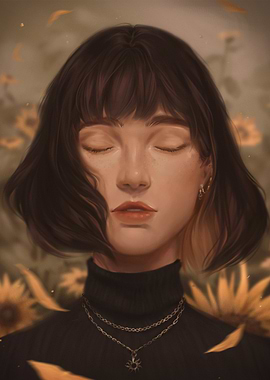 Sunflower - Woman Portrait Illustration