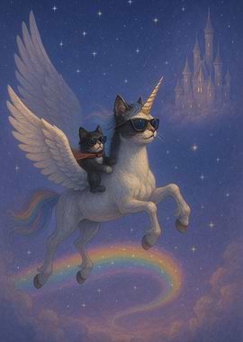 Winged Unicorn & Hero Cat