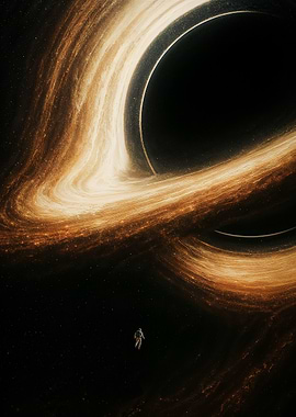 Interstellar Astronaut Facing Black Hole Gargantua