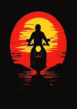 Motorcycle Sunset Silhouette