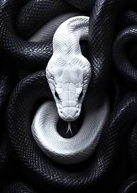 White Snake on Black