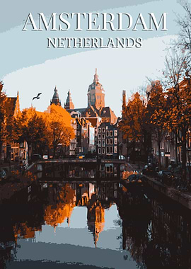Vintage Amsterdam Travel Poster