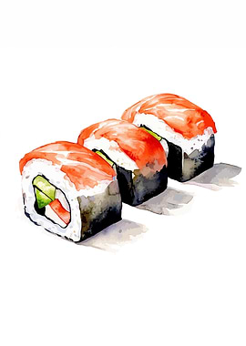 Watercolor Sushi Rolls