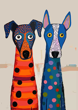 Two Dogs in Polka Dots