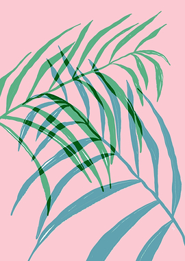 Pink Palm Tropical Leaf
