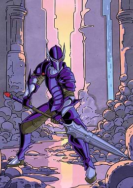 Dark Knight with Spear in Ruins