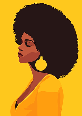 Black Woman with Afro Minimalist Art Illustration