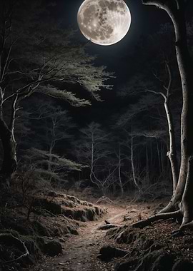 Full Moon Aokigahara Forest