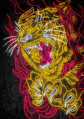 Neon Tiger Tattoo