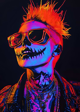 Neon Skull Portrait