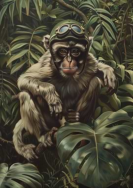 Monkey Pilot in Jungle