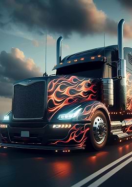 Black Flame Semi Truck