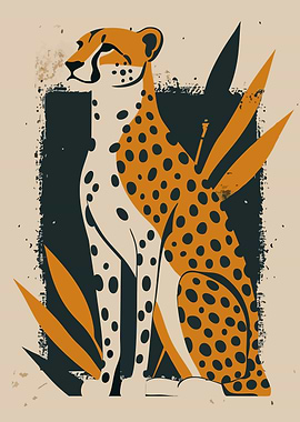 Cheetah Abstract Minimalist Art Illustration