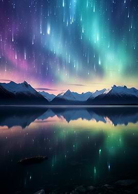 Aurora Borealis over Mountains