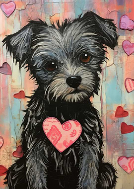 Cairn Terrier Dog with Valentine Heart