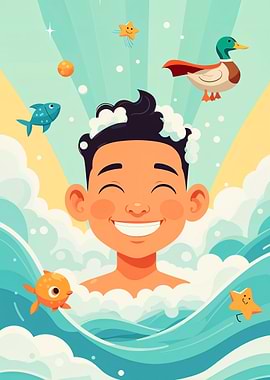 Happy Boy in the bathroom