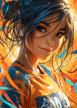 Anime Girl with earphones