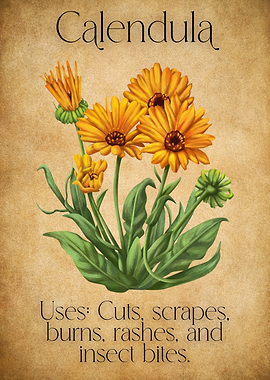 Apothecarys Journal - Calendula Herb Illustration