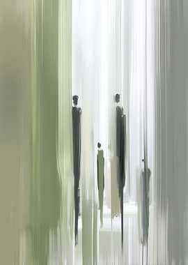 Abstract Figures in Green and White