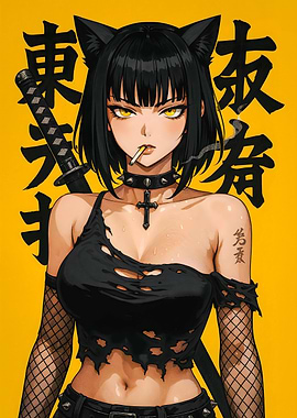 Sexy Katana Goth Waifu Girl