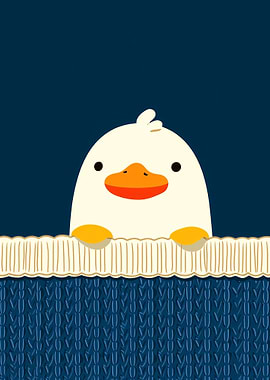 Cute Duck on a Blue Background