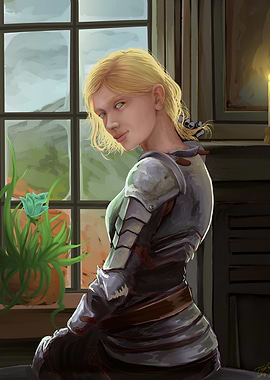 Female Knight by Window