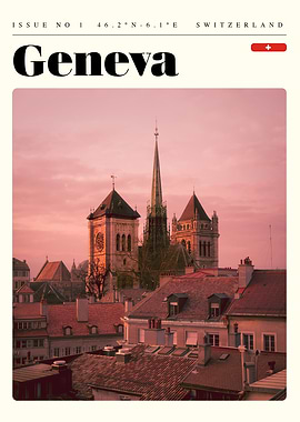 Geneva Switzerland Travel Art Poster