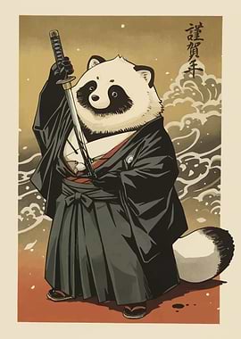 Raccoon Dog Tanuki Samurai