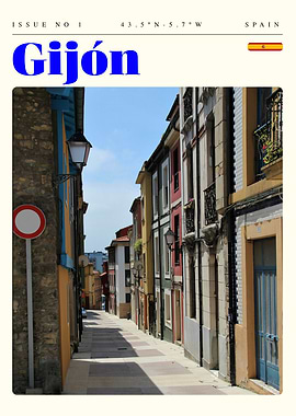 Gijon Spain Travel Art Poster