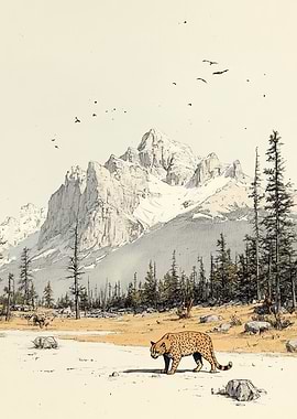 Mountain Cat Illustration