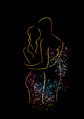 Golden Couple Embrace