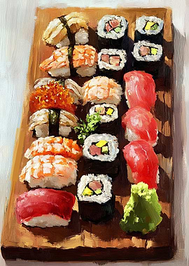 Sushi Platter Painting