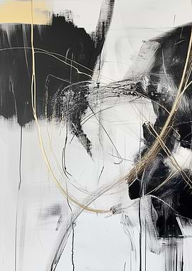 Abstract Black Gold Painting