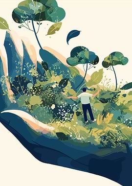 Man in a Hand of Nature