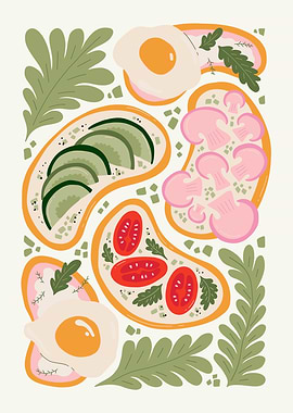 Breakfast Toasts Illustration