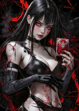 Anime Girl with Card