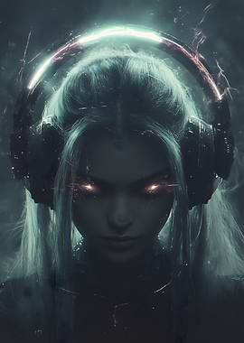 Cyberpunk Woman with Glowing Eyes